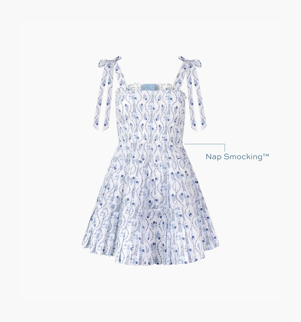 The Ribbon Charlotte Nap Dress - Blue Vine Stripe Hill House Home The Ribbon Charlotte Nap Dress - Blue Vine Stripe Hill House Home