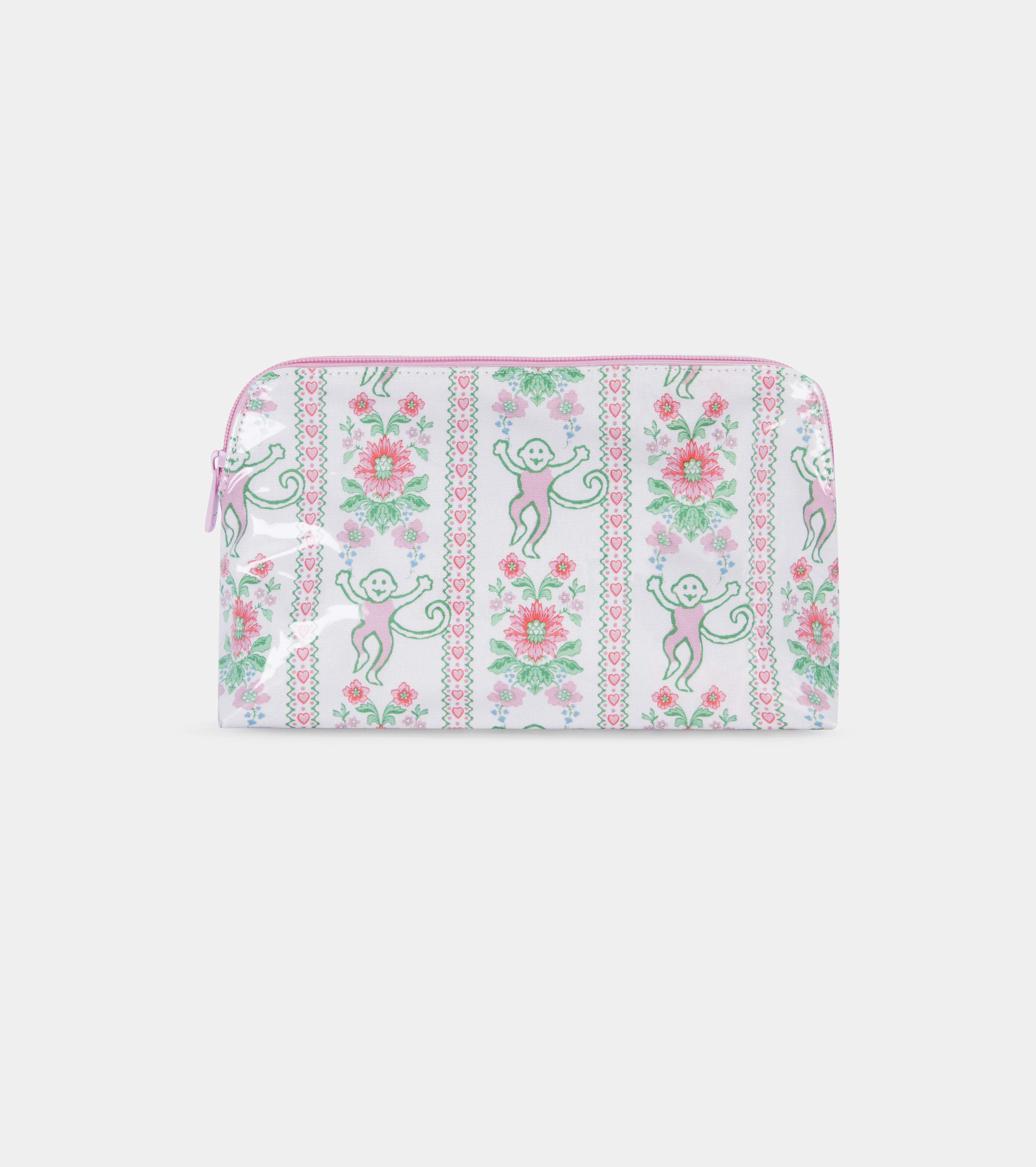 Roller Rabbit x Hill House Large Makeup Bag - Pink Monkey Block