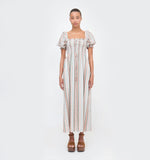 新品未使用 House on the Hill (Flower Stripe) The Iris Dress - Pink Floral Block Stripe – Hill House Home