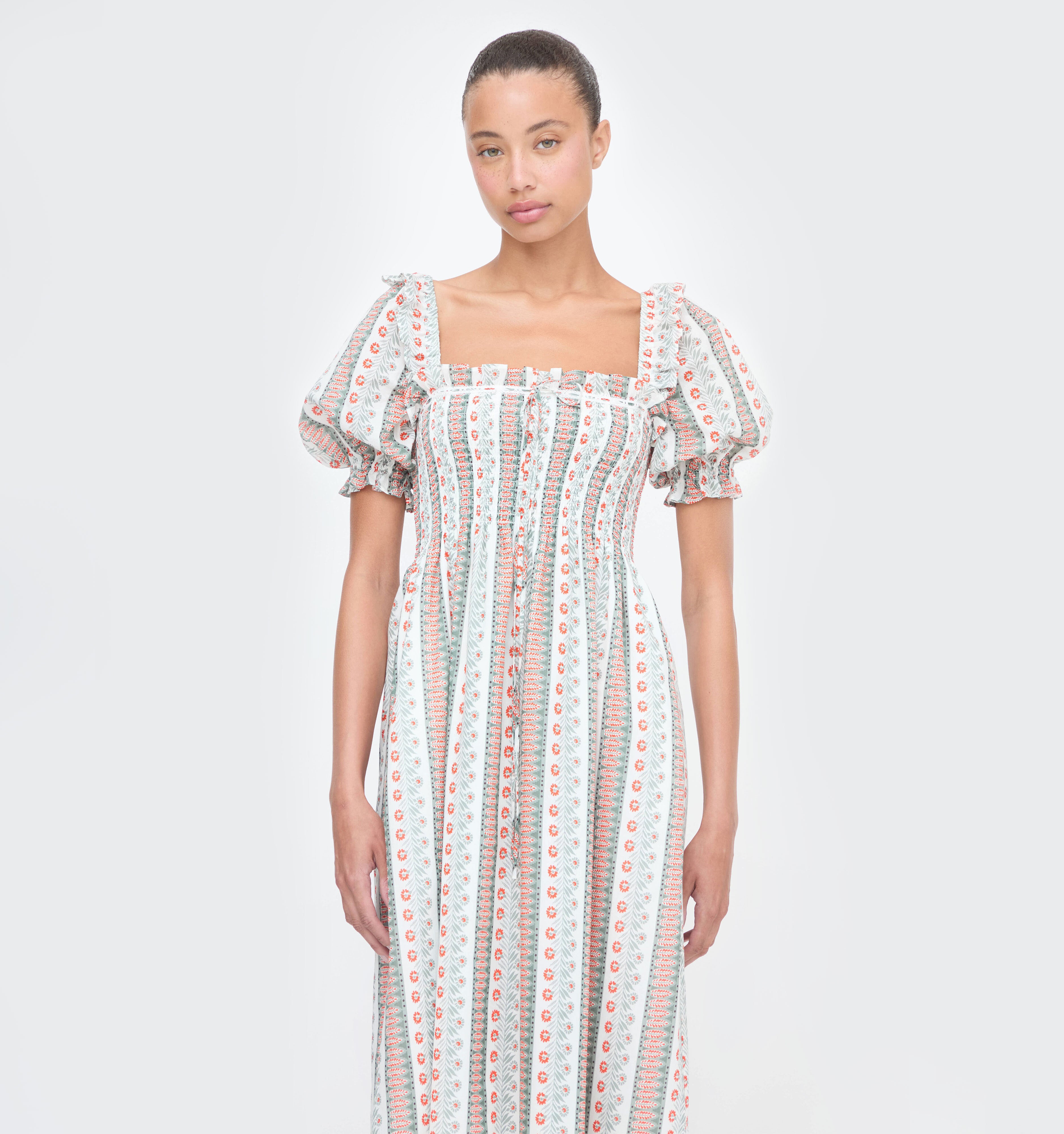 The Scarlett Nap Dress - Cosmos Floral Stripe