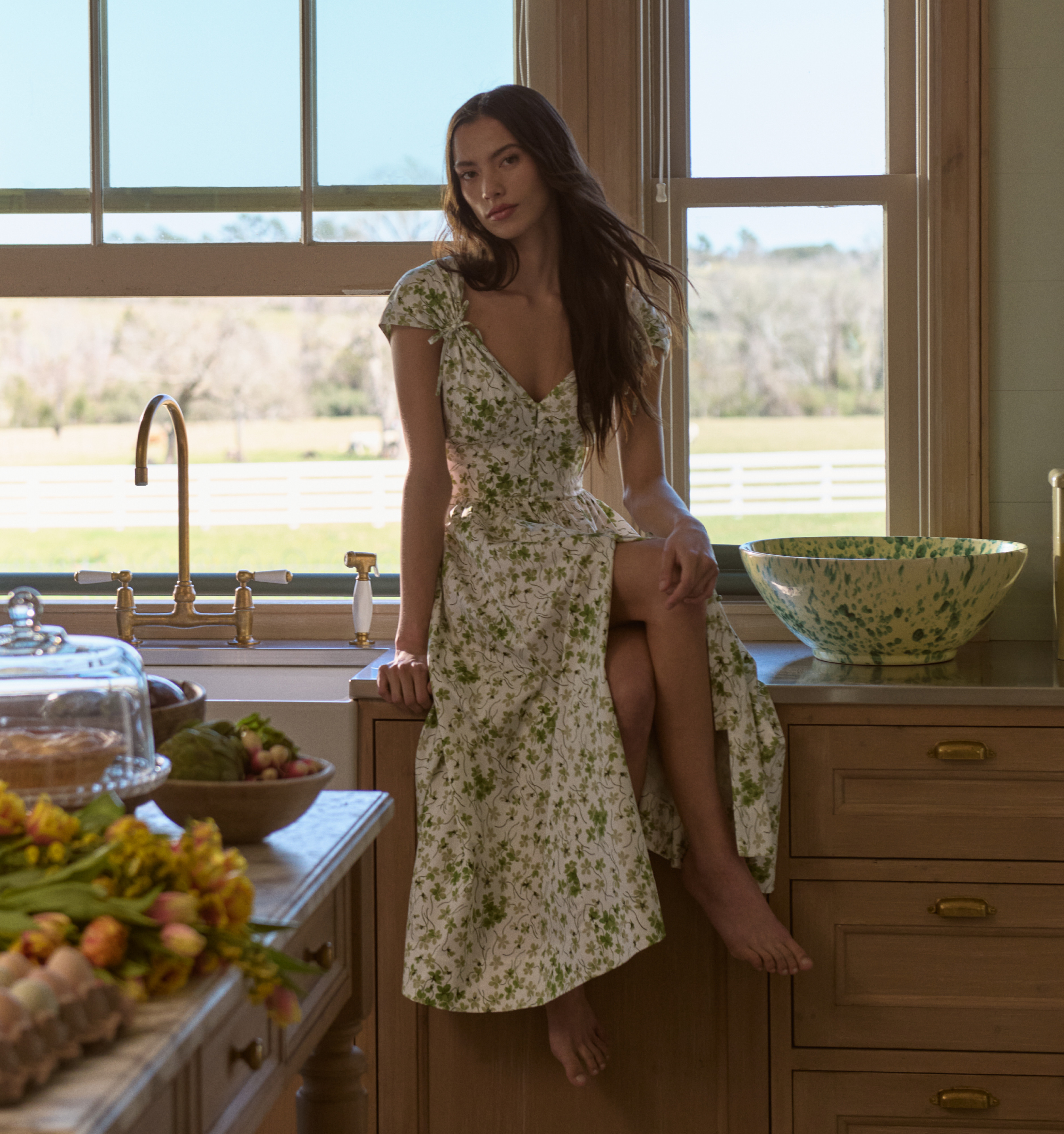 The Lucille Dress - Green Sweet Peas