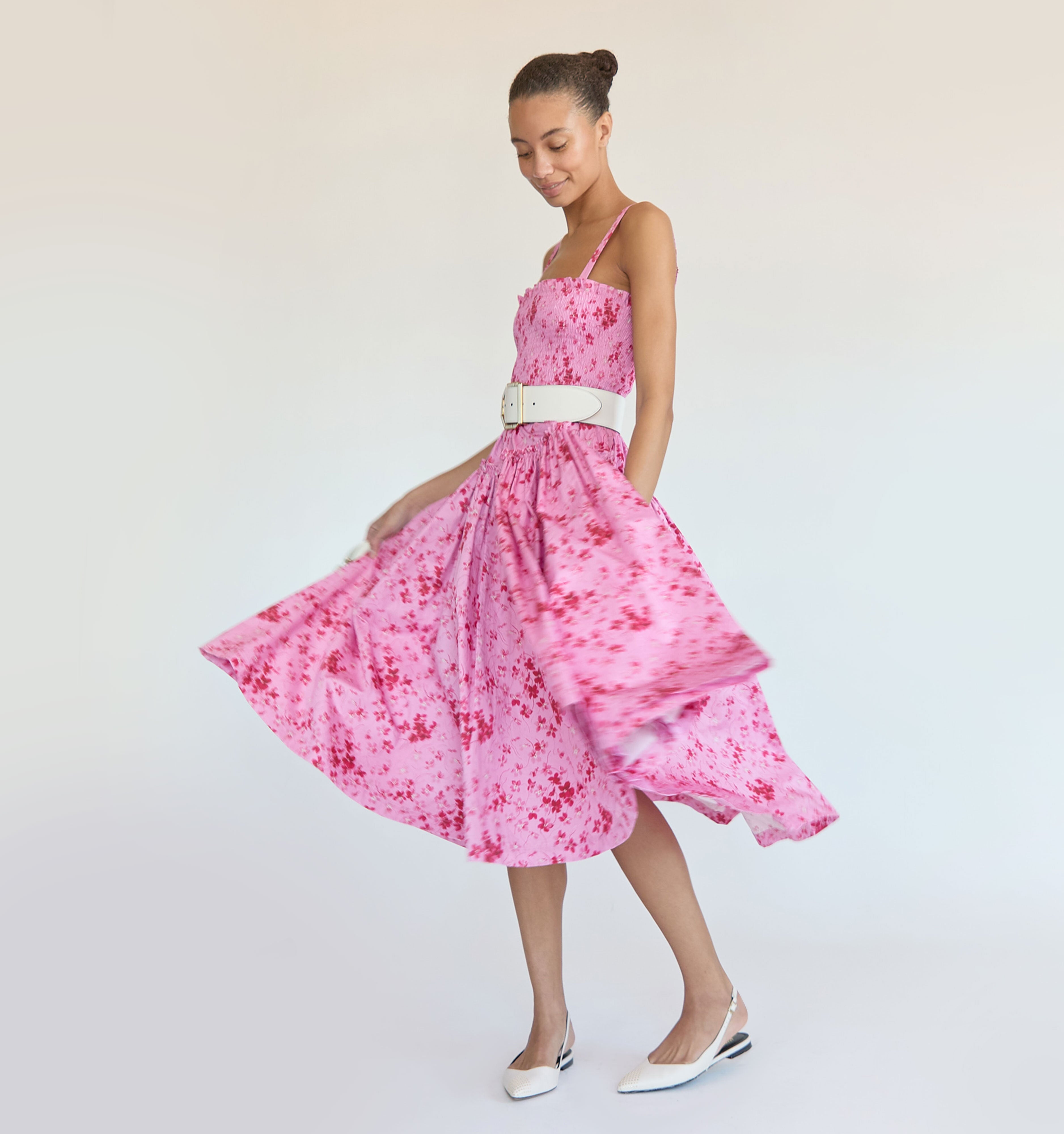 The Seraphina Midi Nap Dress - Pink Sweet Peas