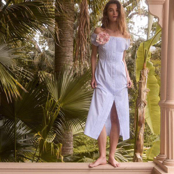 【MADISON BLUE/マディソンブルー】HAMPTON SH STRIPE The Madison Dress - Blue/White Stripe – Hill House Home