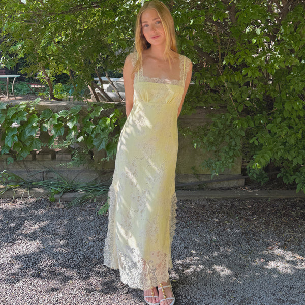 The Alba Dress | Yellow Trailing Lace / L