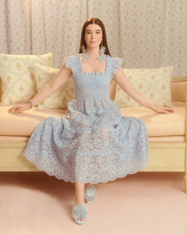 The Lace Ellie Nap Dress - Powder Blue Lace