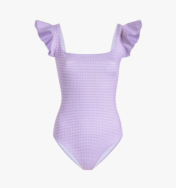 The Rosie One Piece - Lilac Gingham color:lilac gingham