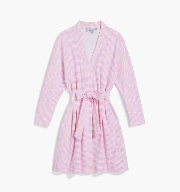The Drew Robe - Bubblegum Gingham color:bubblegum gingham