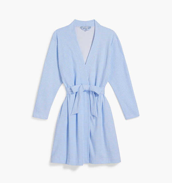 The Drew Robe - Hydrangea Gingham color:hydrangea gingham