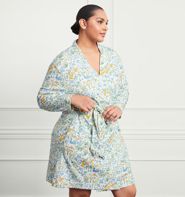 Stephanie wears a size XL in the Multi Sherwood Forest color:multi sherwood forest 