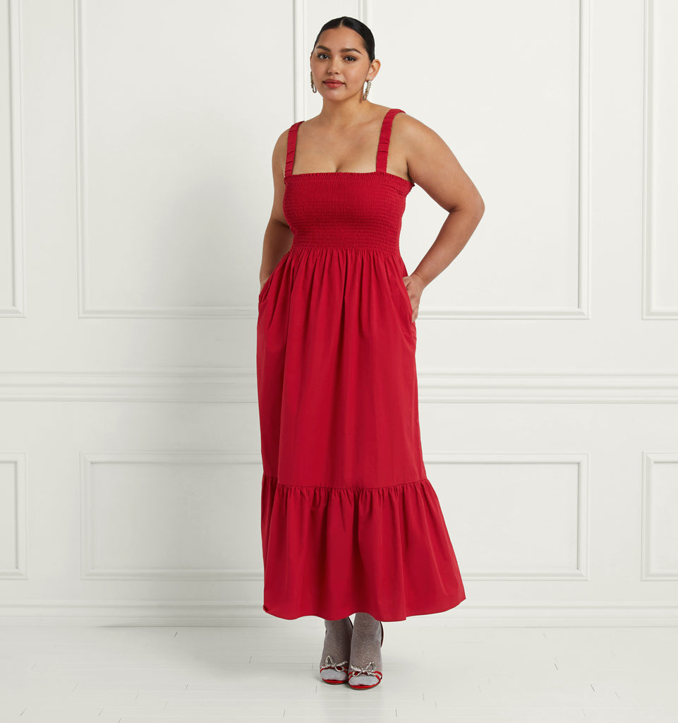 The Anjuli Nap Dress Victorian Red Cotton
