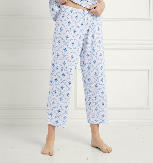 The Alice Sleep Pants - Blue Trellis