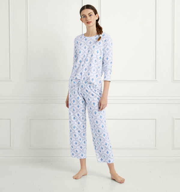 The Alice Sleep Pants - Blue Trellis