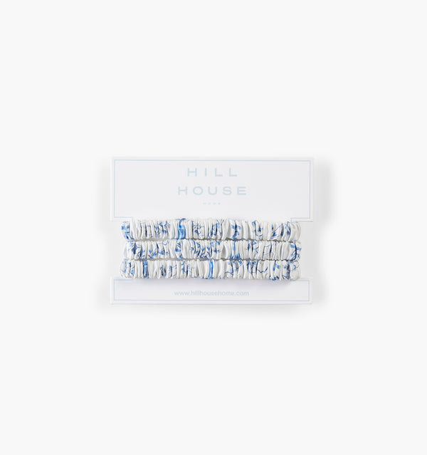 The Silk Scrunchie (Set of 3) - Blue Trellis