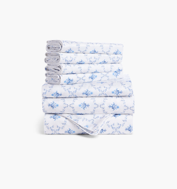 Blue Trellis Bed Set