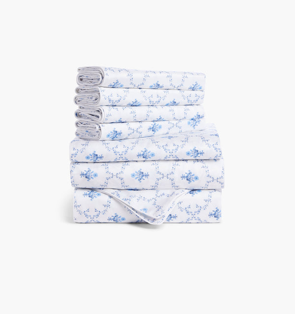 Blue Trellis Bed Set