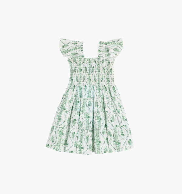The Tiny Ellie Nap Dress - Green Vine Stripe Cotton