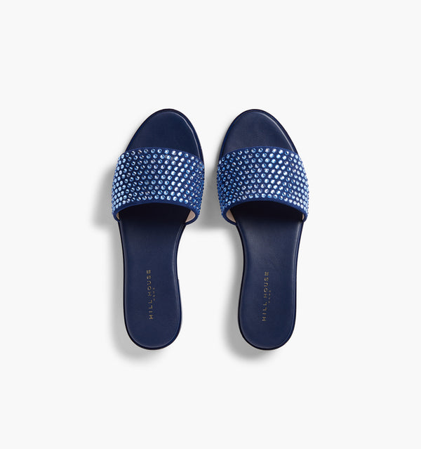 The City Slide - Navy Suede Rhinestone