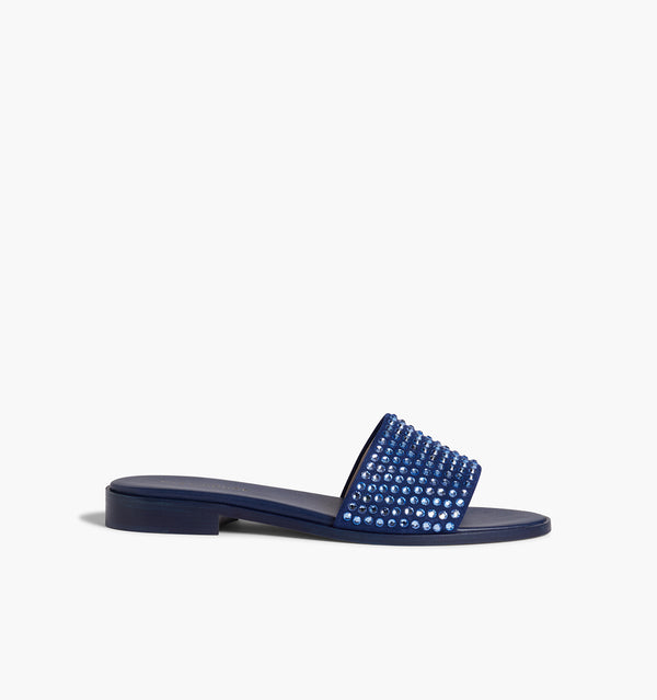 The City Slide - Navy Suede Rhinestone