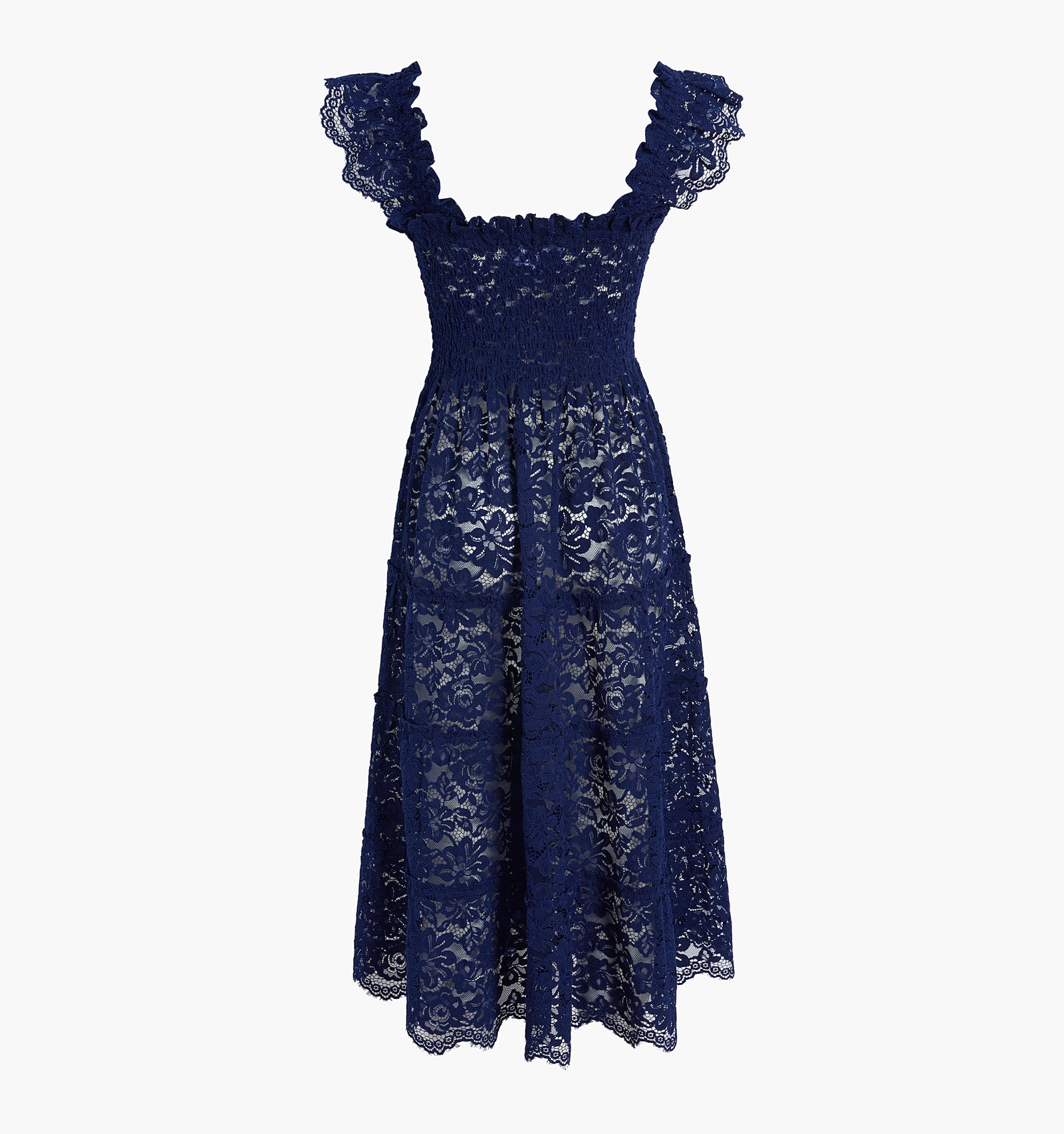 ellie lace tiered lace maxi dress Ellie Makir Lace Tier Maxi Dress - Red