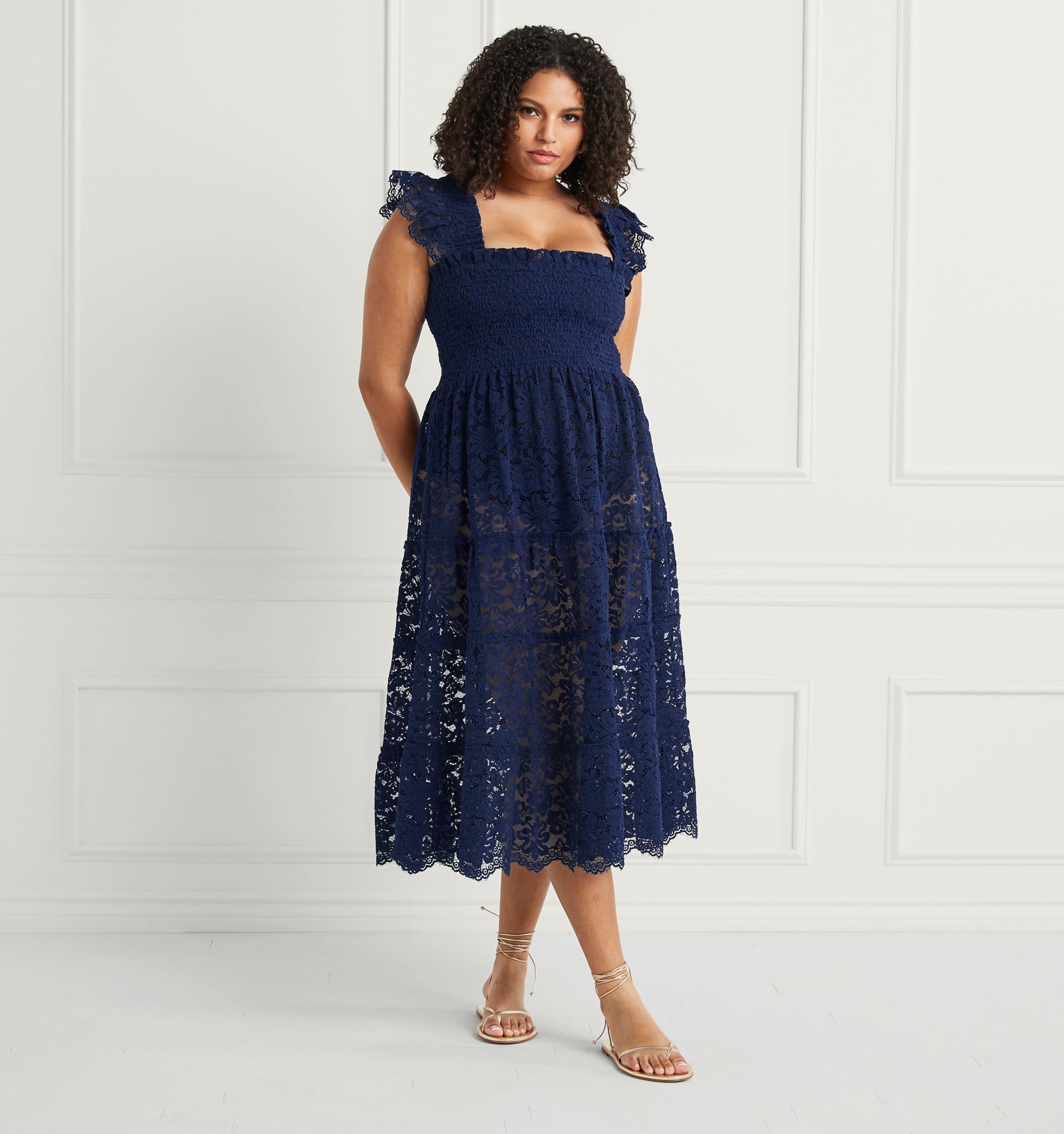 The Lace Ellie Nap Dress - Navy Lace  Hill House Home