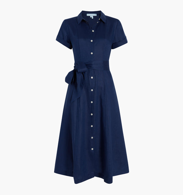 The Lily Dress - Navy Linen