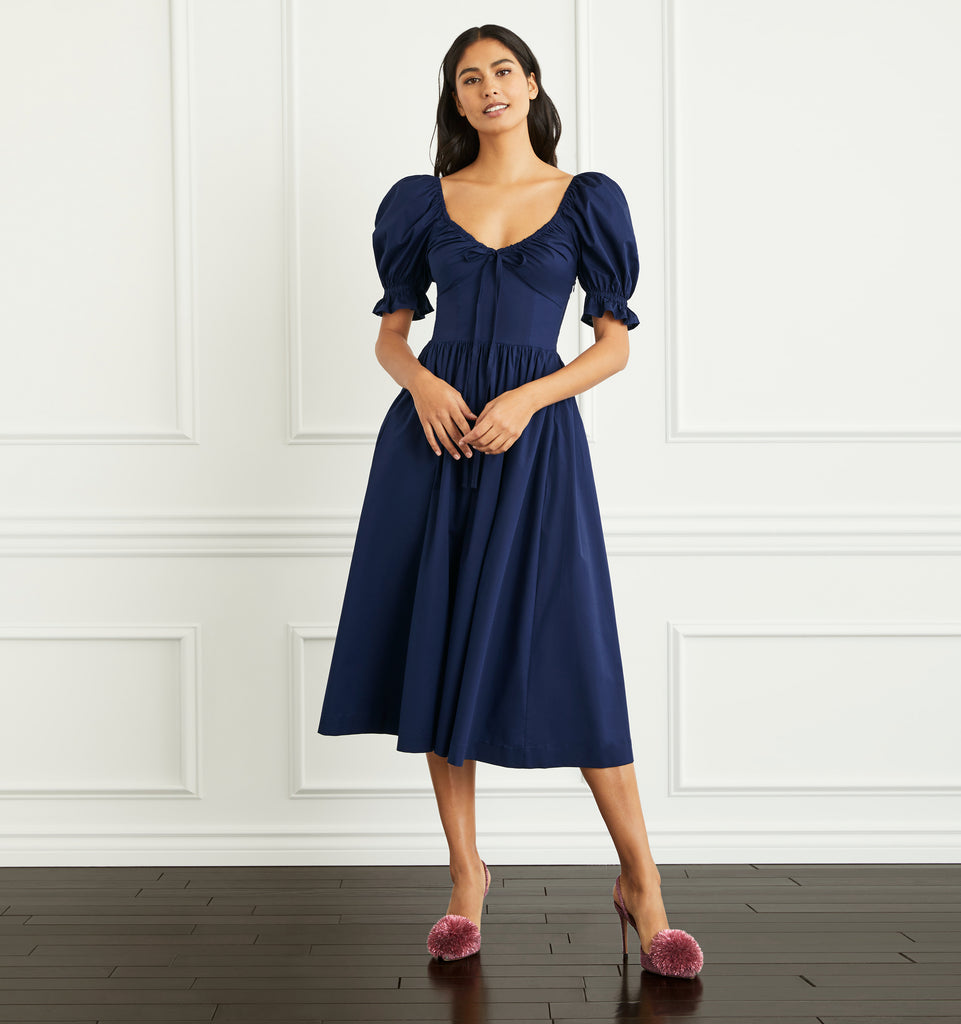 Blue top poplin dress