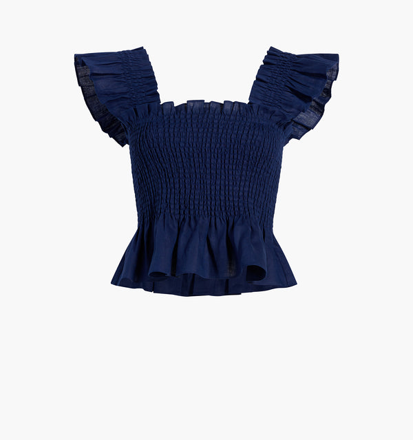 The Paz Nap Top - Navy Linen