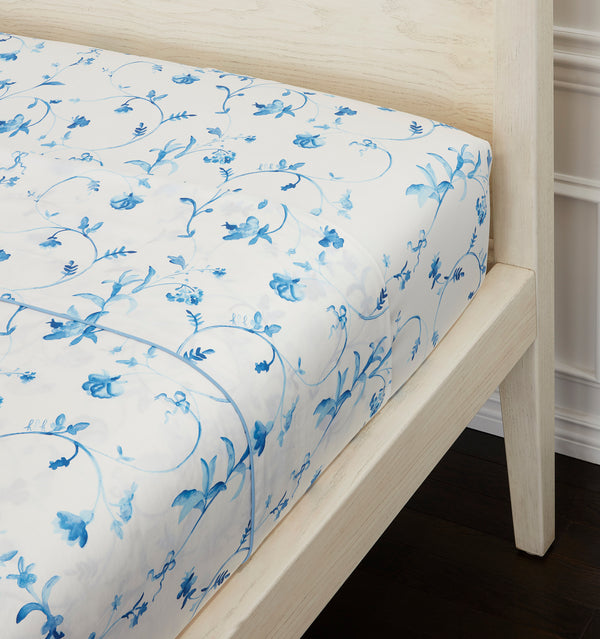 Botanical Fitted Sheet color:blue botanical