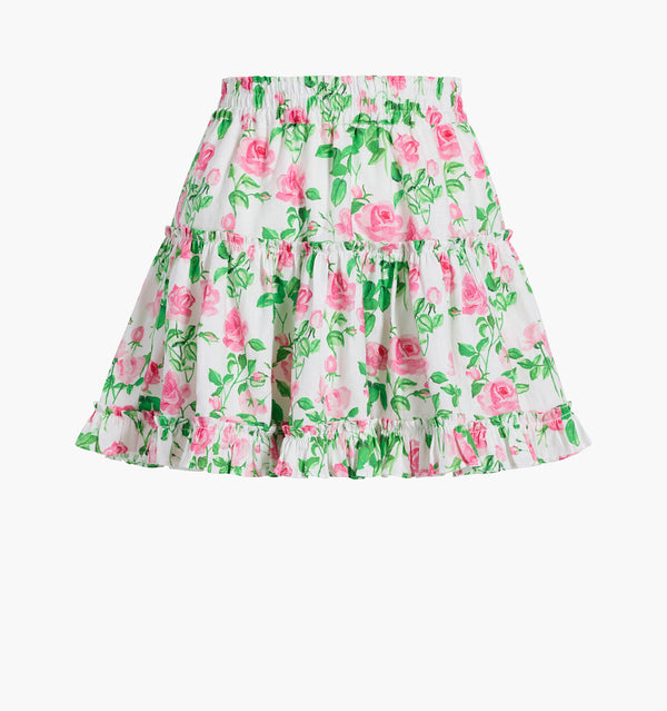 The Paz Skirt - Pink Roses Linen color:Pink Roses Linen