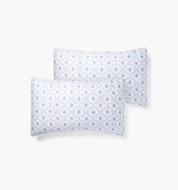 Blue Trellis Pillowcase Set color:blue trellis